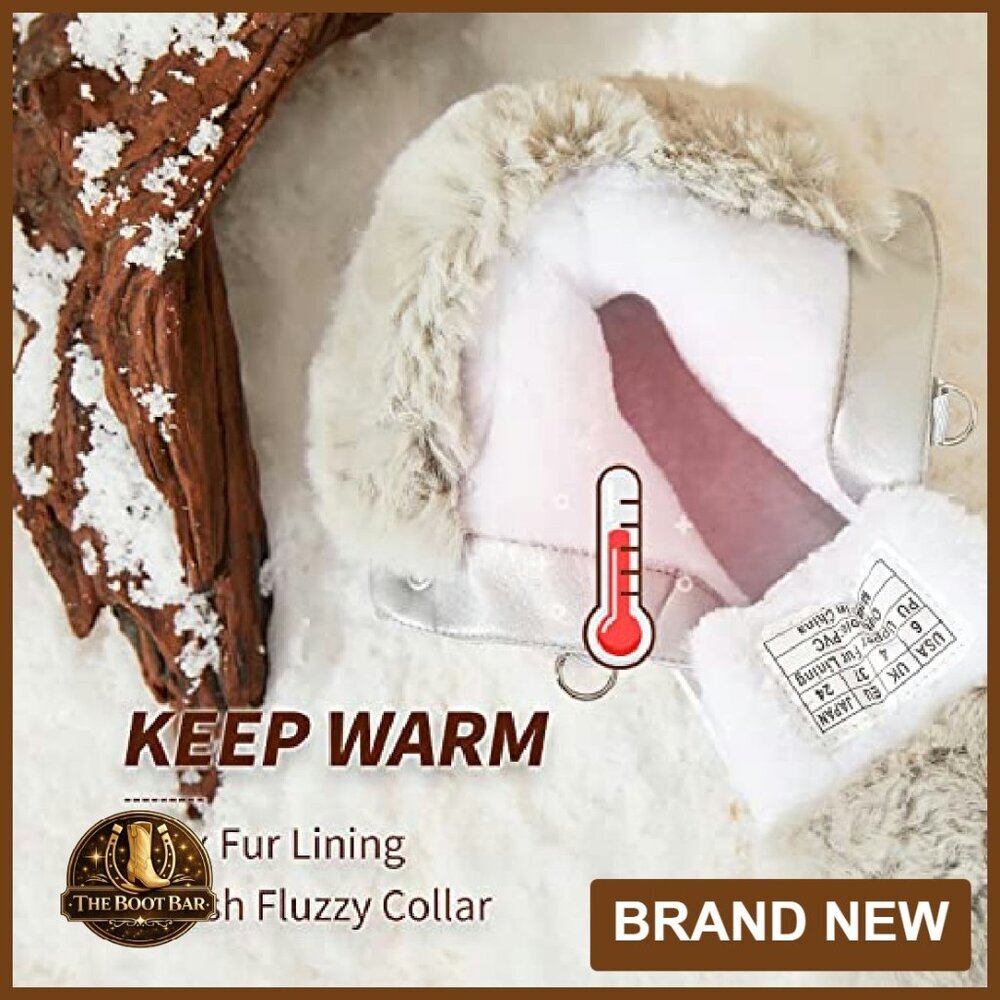 Warm Fur Lined Mid-Calf Waterproof Snow Boots Non-Slip Lace Up - Picture 4 of 8